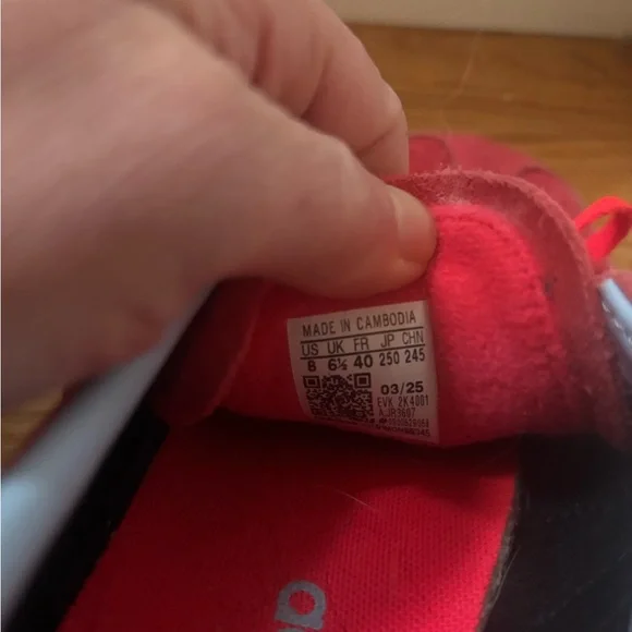 adidas Red Suede Sneakers with Light Blue Stripes-Samba - Picture 4 of 4